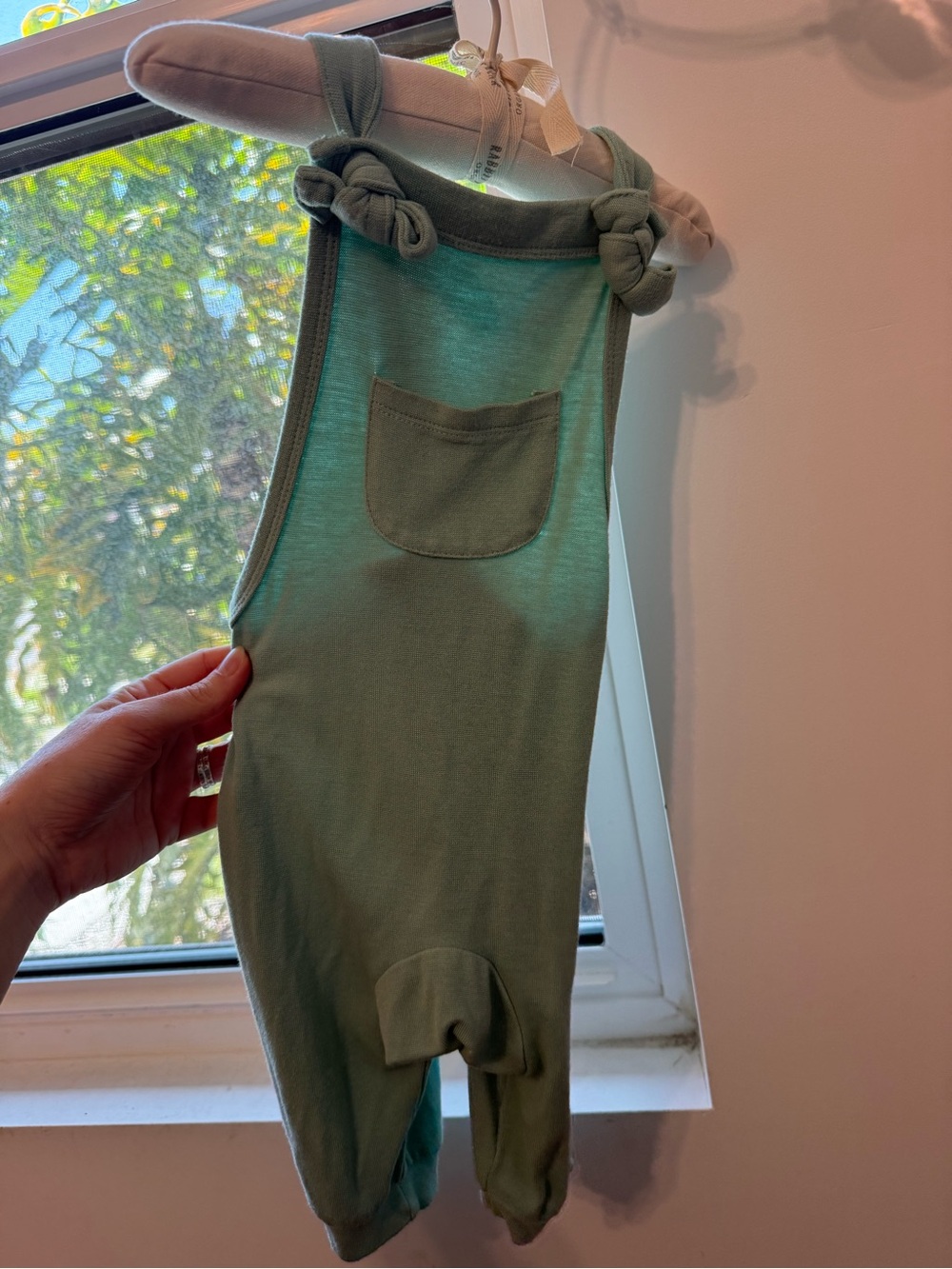 Kyte BABY Wasabi Green Knotted Strap Overalls